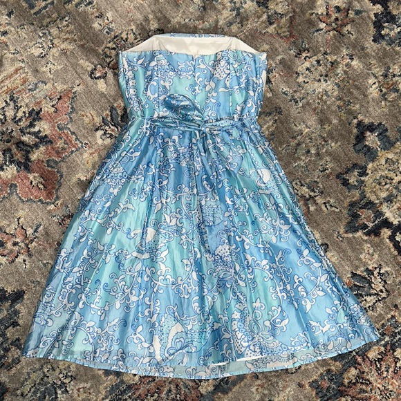 Lilly Pulitzer Strapless Dress in Blue and White - Picture 2 of 8